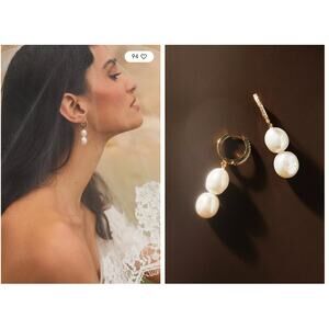 Serefina Norah Pearl Drop Huggie Earrings Gold